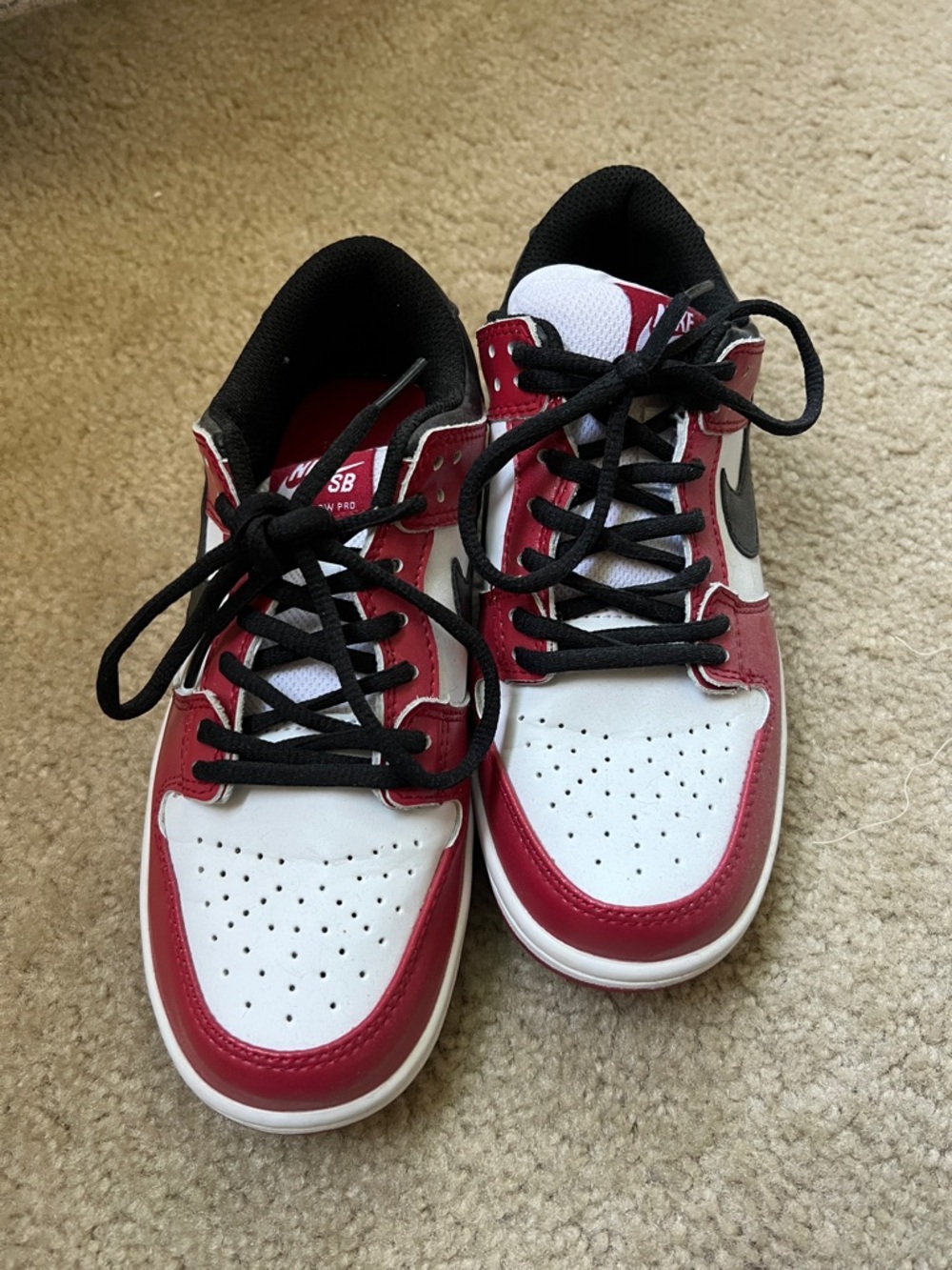 Nike Low Top Sneakers in White, Red & Black
